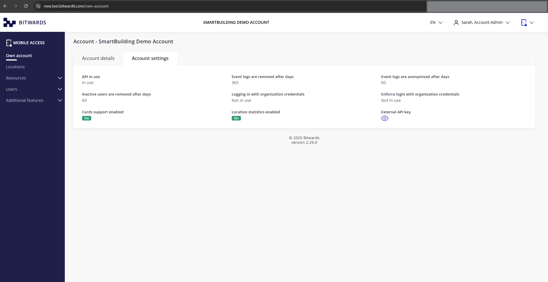 Account Settings View